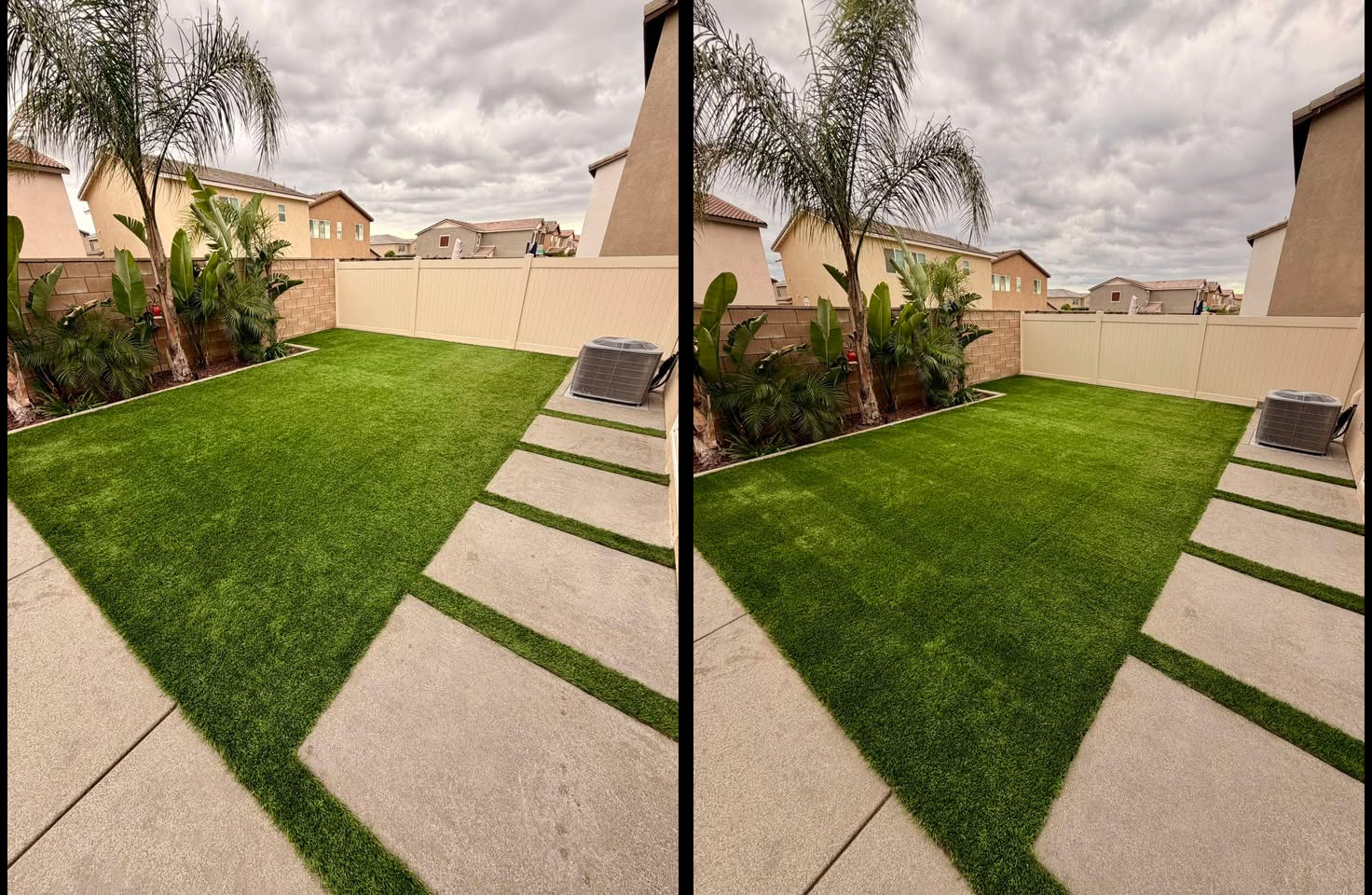 Turf before and after professional cleaning